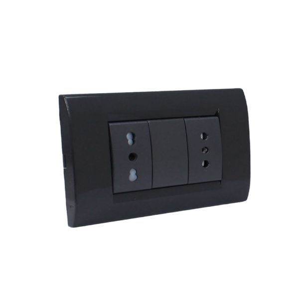 Enchufe DOBLE Embutido 10A Negro KALOP