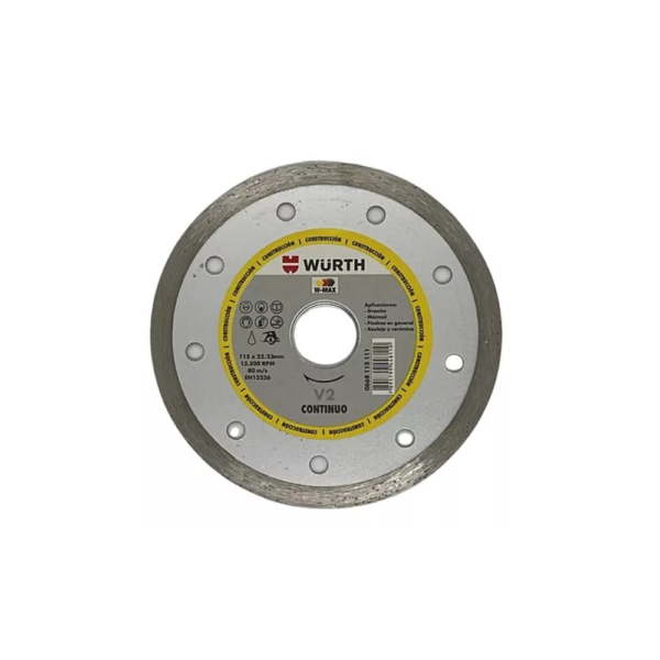 DISCO CORTE DIAMANTADO CONTINUO 4.5" W-MAX WURTH