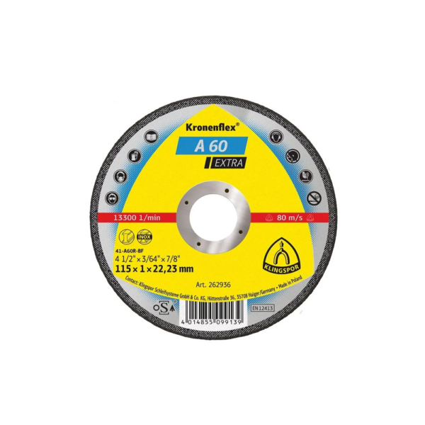DISCO DE CORTE A60 EXTRA 115X1X22 KLINGSPOR